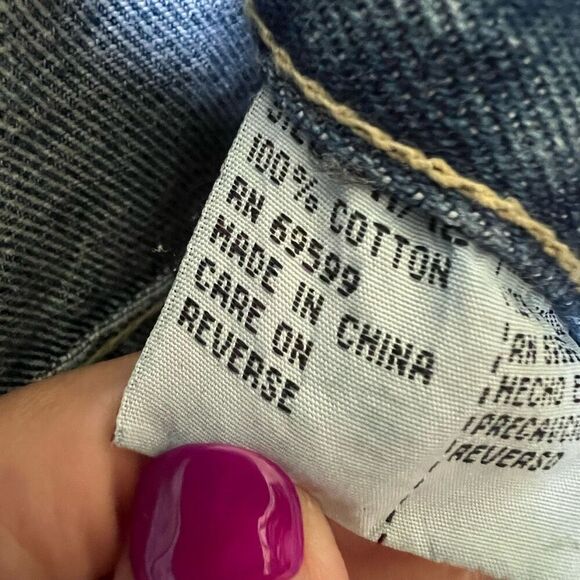 Vintage Anti-Basic Jeans Blue Solid Cotton Button & Zip Fly Long Denim Short Siz - Picture 13 of 14